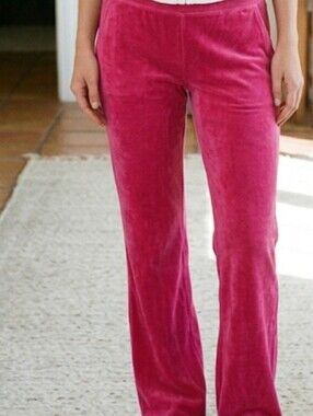 Vintage Sideways Pink Velour Wide-Leg Pants